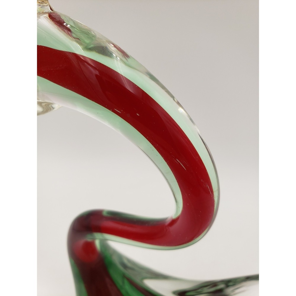 Vintage Murano Glass Swan‎ Sommerso Red Green & Clear Mid-Century 10.5 Inch - Picture 11 of 12